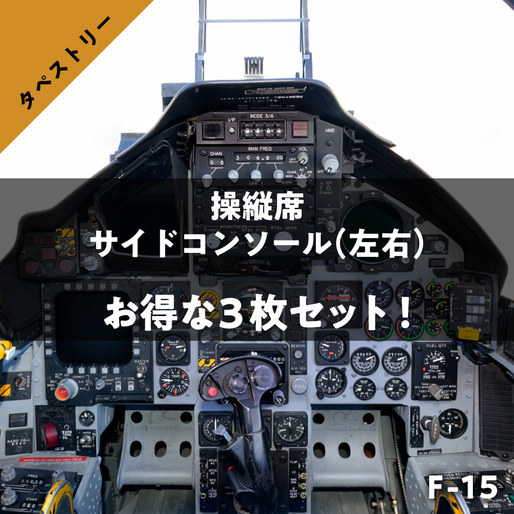 F-15コクピット実物⼤タペストリー (操縦席・左右コンソール)3枚セット